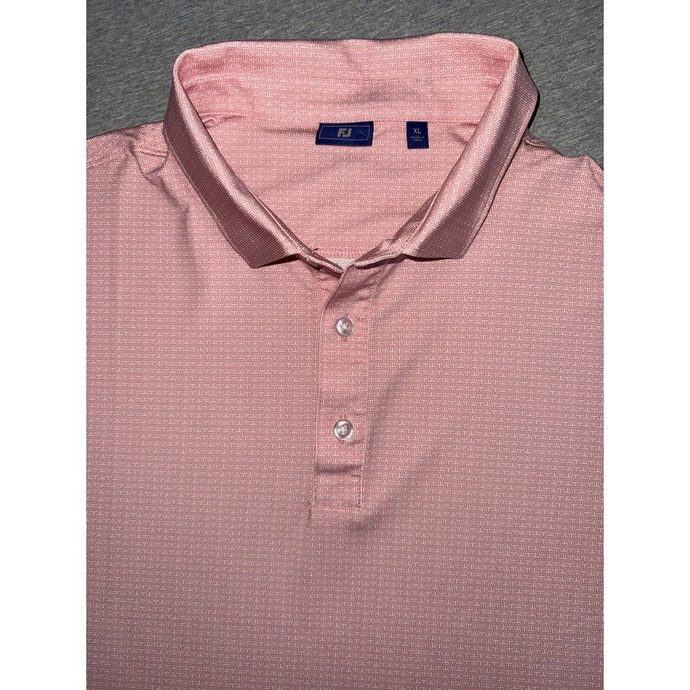 Footjoy Golf Polo High Performance Shirt Men XL Pink Geometric Print  Preppy